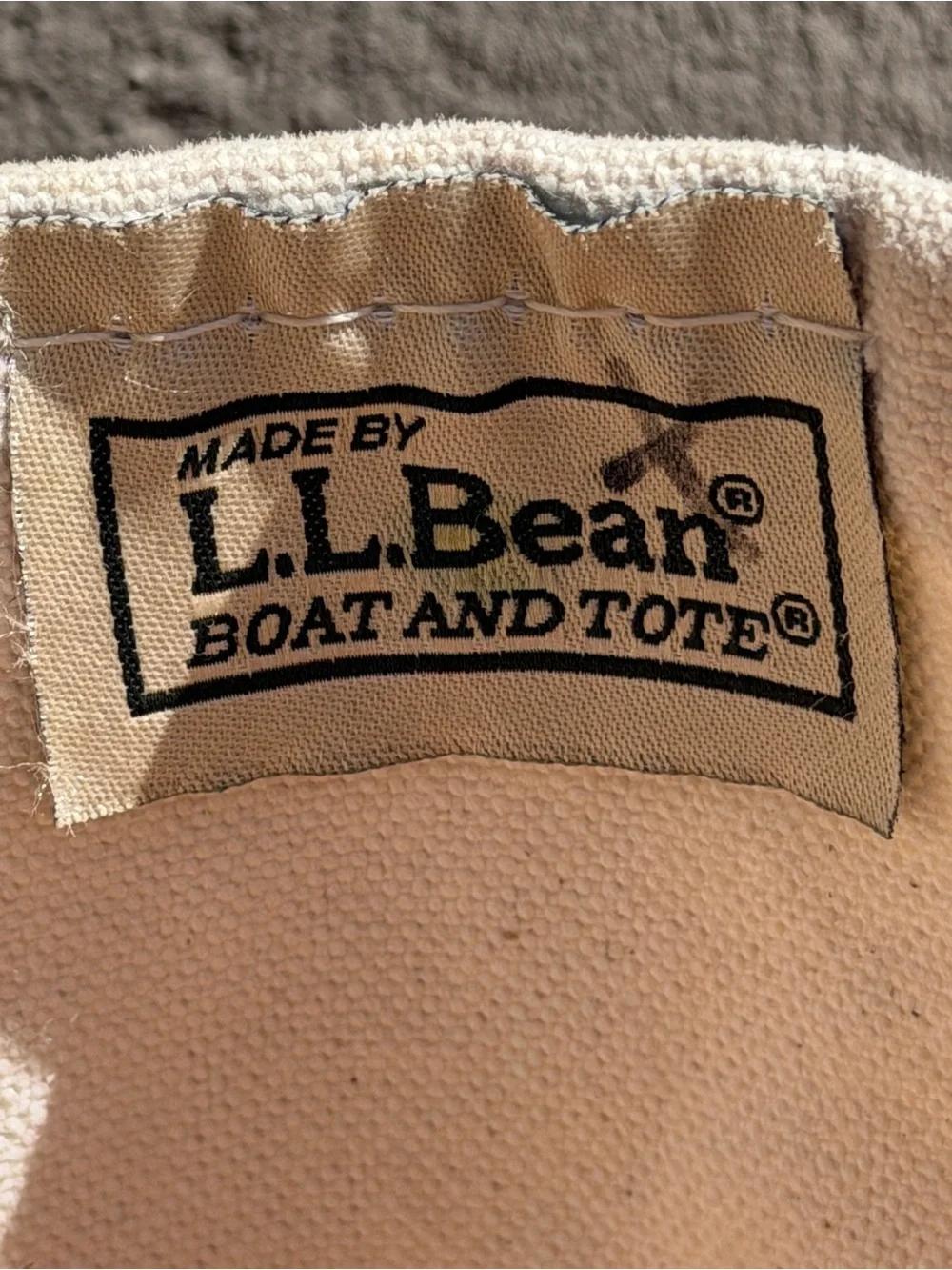 Vintage LL BEAN Boat and Tote Large Bag - Ivory & Red -